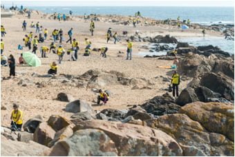 400 voluntários recolheram 360kg de lixo acumulado na Praia do Castelo do Queijo