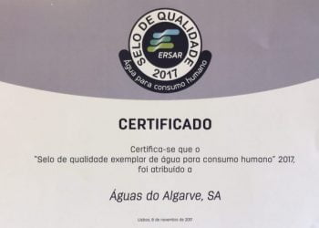 Águas do Algarve distinguida com “Selo de qualidade exemplar da água para consumo humano