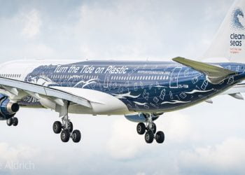 Avião Turn the Tide on Plastic “transporta” mensagem de sustentabilidade da Hi Fly a todo o mundo