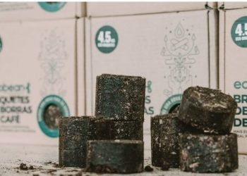 Briquetes feitos a partir de borras de café já estão à venda nas lojas Prio